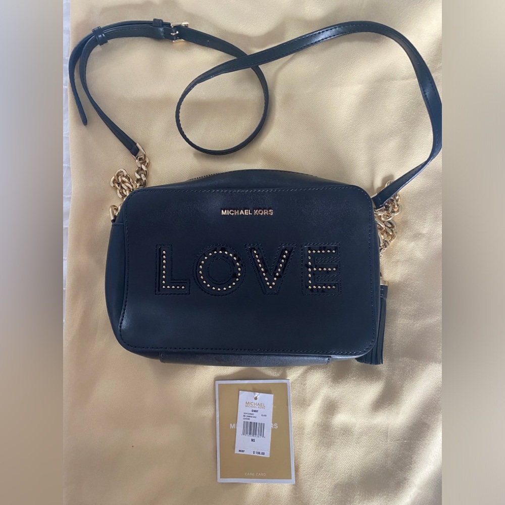 Michael Kors LOVE crossbody black and gold -new!!